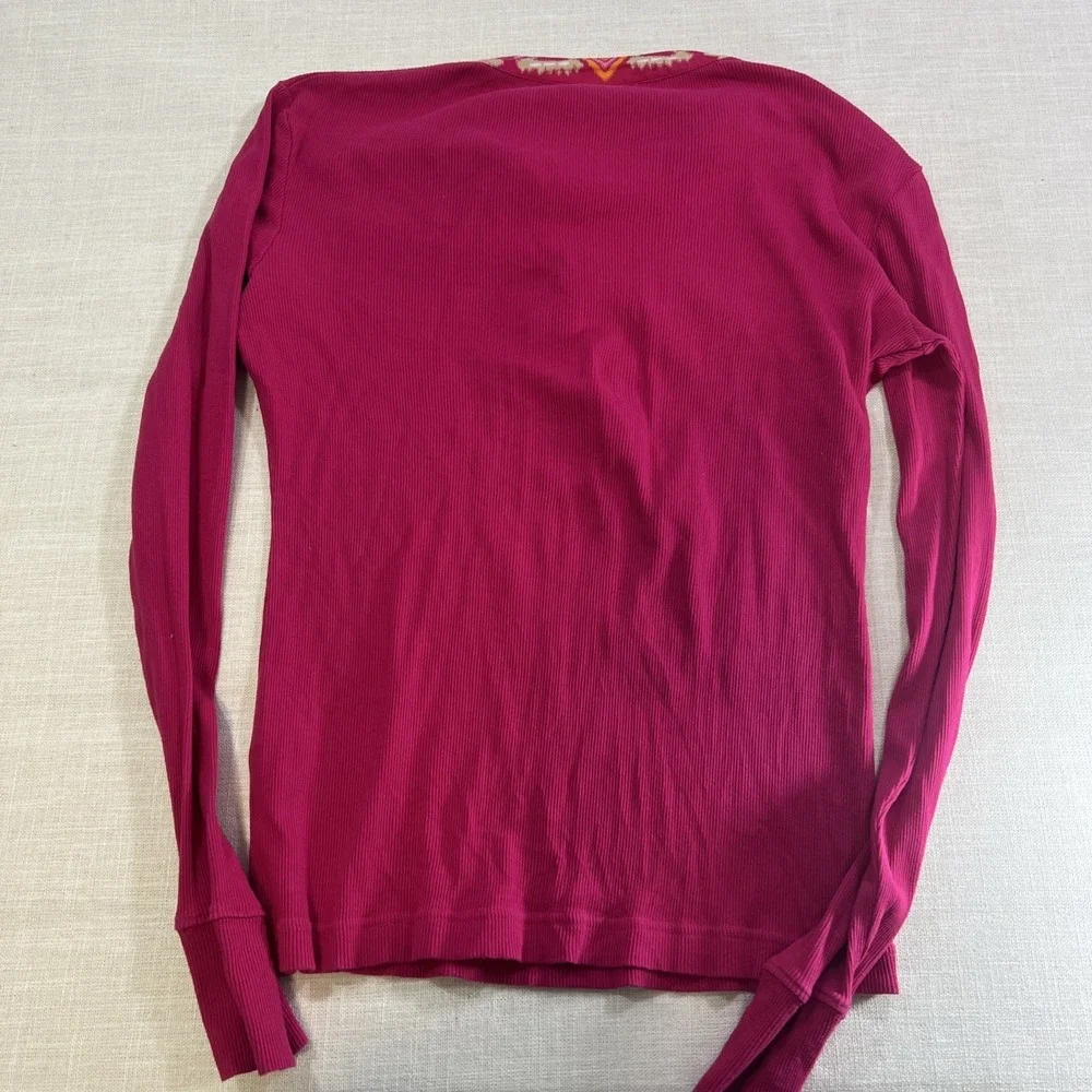 Torry Burch Top M Pink V Neck Cuffed Ribbed Balletcore Soft girl